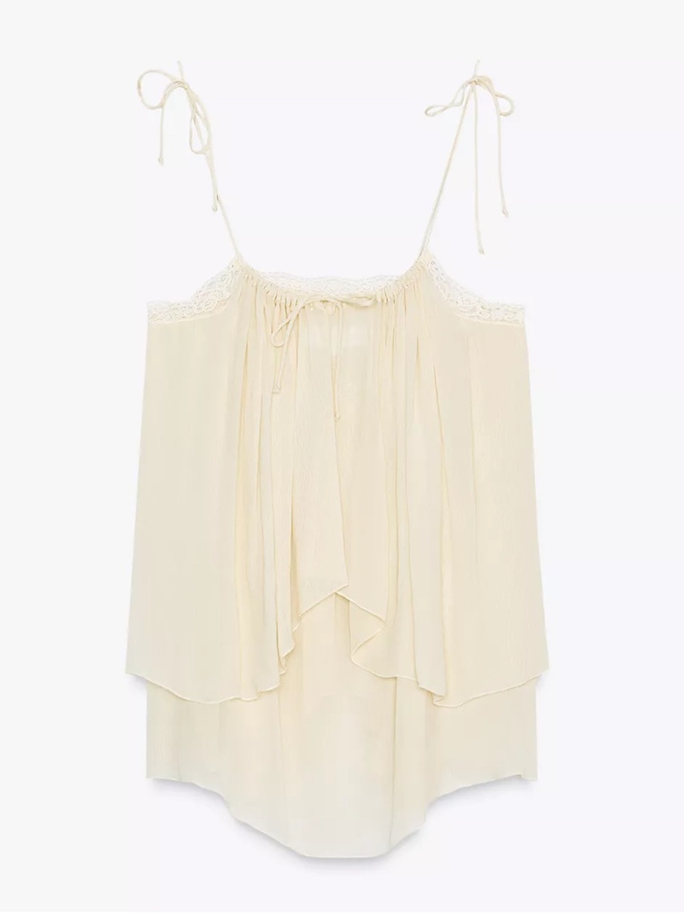 NWOT Zara Cream Tie-Shoulder Layered Camisole